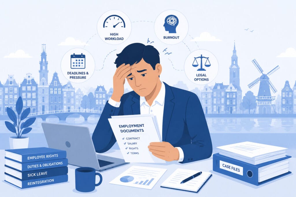 Expat employee in the Netherlands seeking legal advice for work-related burnout and employer pressure.