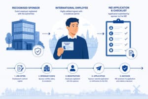 Highly skilled migrant checking residence permit search period after job loss in the Netherlands